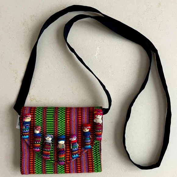 HANDMADE Mexican Guatemalan Worry Doll Coin Purse Bag Handbag Clutch Cross Body - Picture 16 of 17